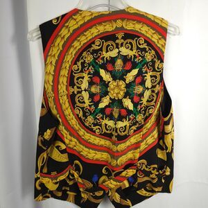 VTG Nordstrom Womens Large Trumpet and Angels Colorful Silk Vest Made in USA